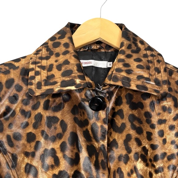 Georgiou Studio jacket leopard print belted lightweight trench coat size S - Picture 5 of 8